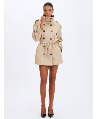  Vanetta High Collar Double-Breasted Trench Mini Coat