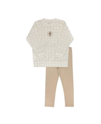 Unisex Modal French Terry Plaid Sheep Collection Lounge Set - Baby, Little Kid