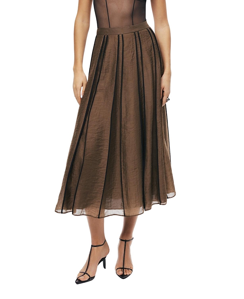 Nocturne Sheer Pleated Midi Skirt