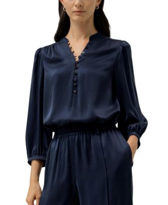 X Melissa Murrell Silk Suede V-Neck Blouse