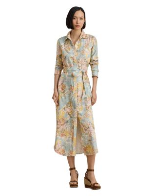 Petite Floral Linen Shirt Dress