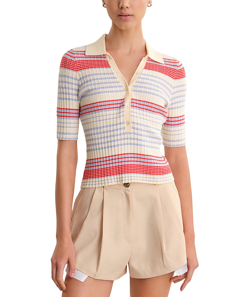 525 America Textured Stripe Polo Sweater