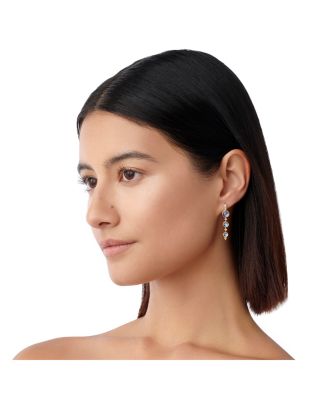 18K Yellow Gold Blue Moonstone & Diamond Triple Lunar Drop Earrings