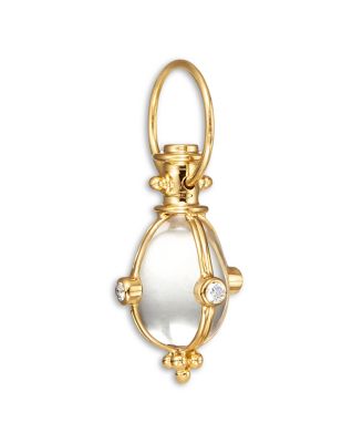 Temple St. Clair 18K Classic Amulet Pendant with Oval Rock Crystal and Diamond
