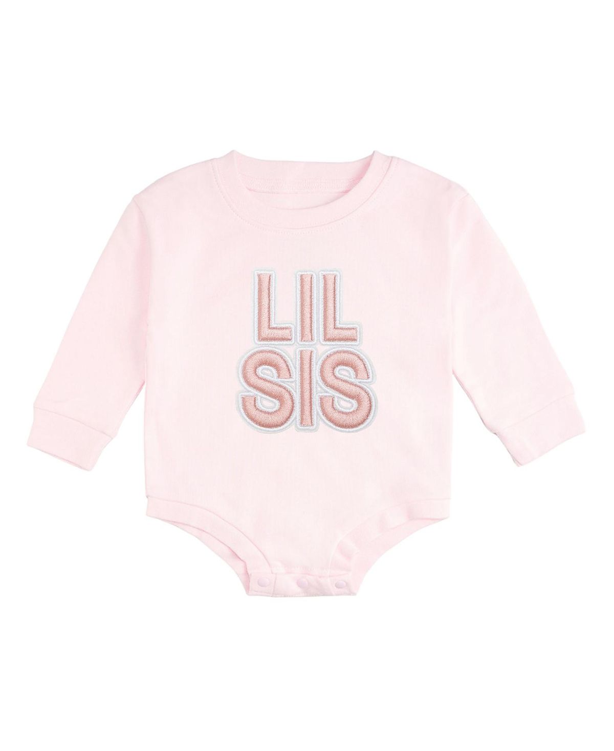 Sweet Wink Girls' Lil Sis Embroidered Patch Long Sleeve Romper - Baby