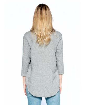 3/4 Sleeve Raw Hem Shirttail Tee