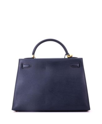 Kelly 32 Handbag Blue Courchevel with Gold Hardware