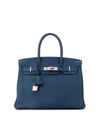 Birkin 30 Handbag Blue Togo with Palladium Hardware