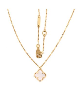  Sweet Alhambra Pendant Necklace 18K Gold and Mother of Pearl, 15.75"