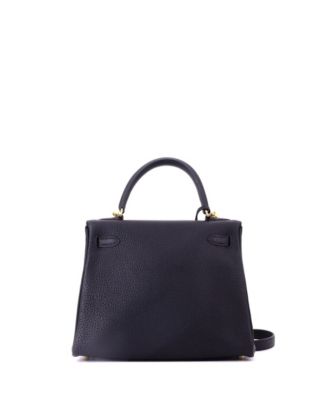 Kelly 25 Handbag Black Togo with Gold Hardware