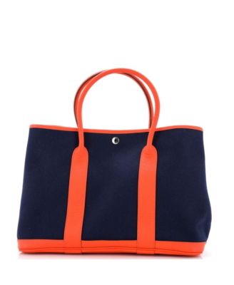 36 Garden Party Tote Toile and Leather