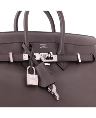 Birkin 25 Handbag Grey Swift with Palladium Hardware