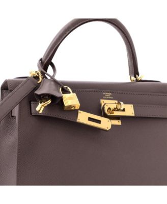 Kelly 28 Handbag Grey Epsom with Gold Hardware