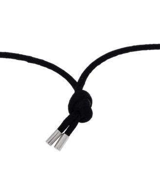  Lanieres Bar Pendant Necklace 18K White Gold with Diamonds and Cord, 27.25"