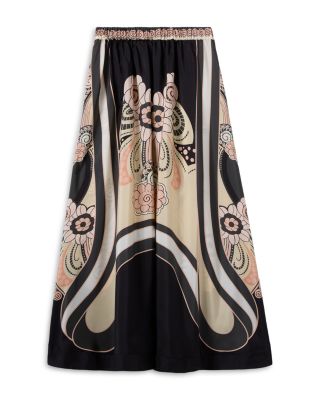 Silk Petal Midi Skirt