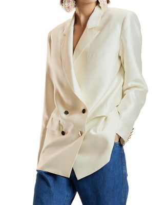  Silk Wool Double Breasted Blazer