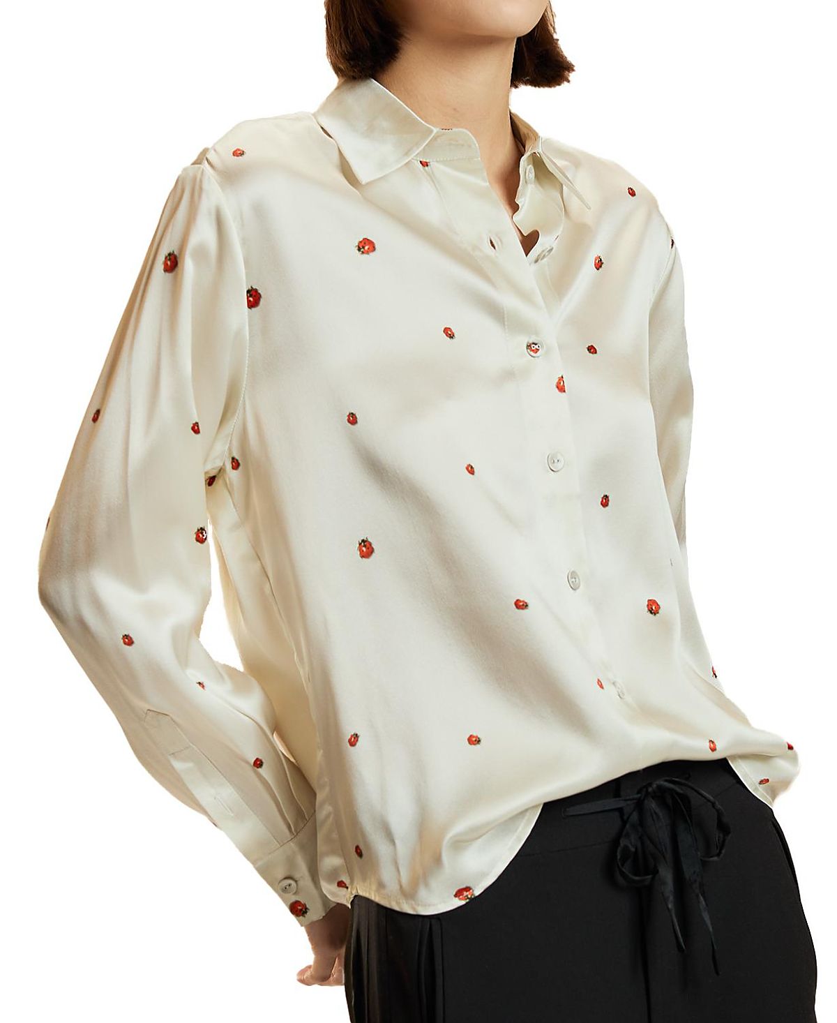 Cynthia Rowley Silk Satin Botton Up Shirt