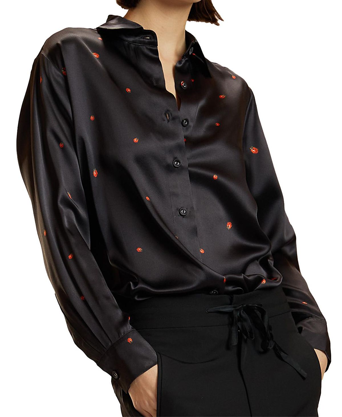 Cynthia Rowley Silk Satin Botton Up Shirt