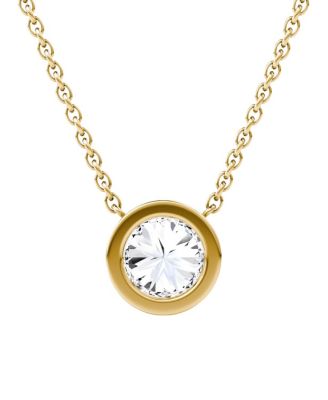  Bezel Solitaire Necklace in 14K Gold, 1.0ctw Round Brilliant Lab Grown Diamond