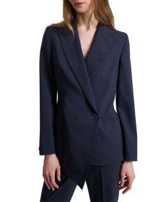  Mara Asymmetrical Blazer in Virgin Wool Stretch