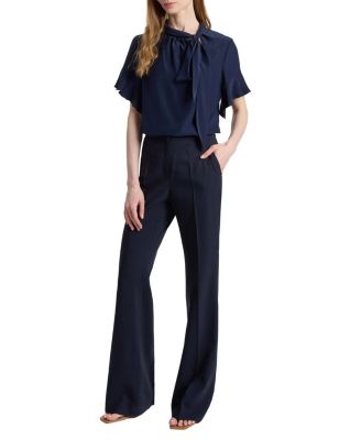  Athena Silk Blouse with Short Flutter-Sleeves