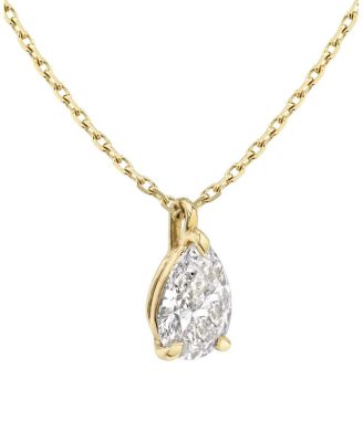 Solitaire Pendant in 14K Gold, 0.75ctw Pear Lab Grown Diamond