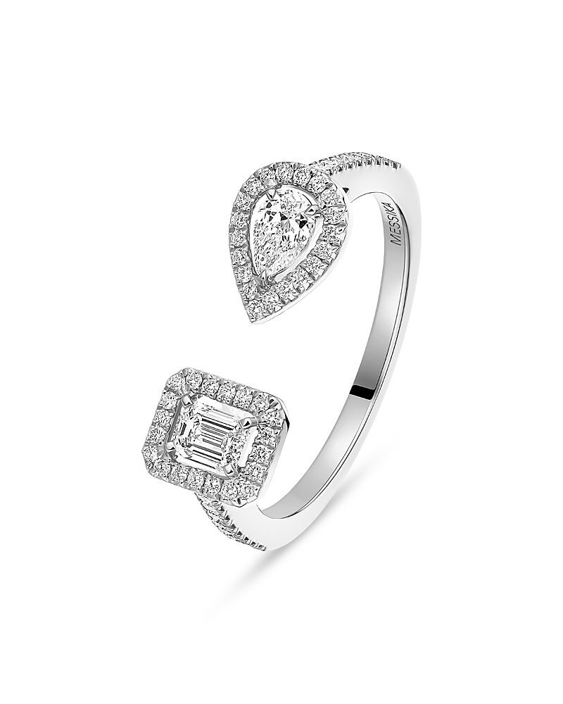 Messika 18K White Gold My Twin Diamond Pear & Emerald Cut Toi & Moi Cuff Ring