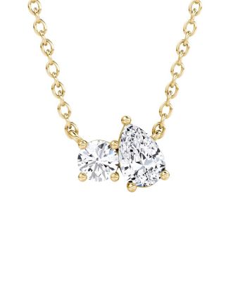  Toi et Moi Necklace in 14K Gold, 0.41ctw Round Brilliant & Pear Lab Grown Diamonds