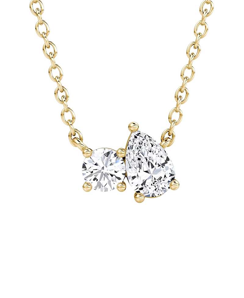 Vrai Toi et Moi Necklace in 14K Gold, 0.41ctw Round Brilliant & Pear Lab Grown Diamonds