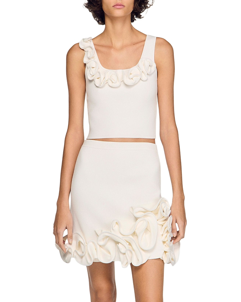 Sandro Calice Floral Knit Crop Top