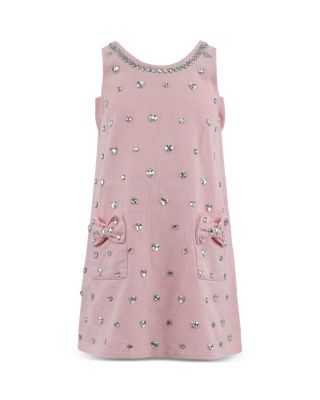 Girls' Crystal Heart Denim Bow Dress - Little Kid and Big Kid