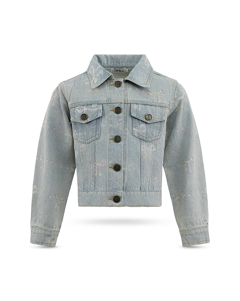 Lola + The Boys Girls' Sparkle Bows Denim Jacket - Little Kid, Big Kid