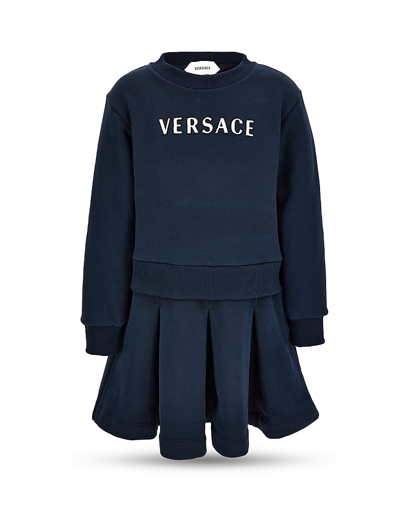 Versace Girls' Embroidered Logo Fleece Dress - Little Kid, Big Kid