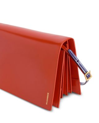 File Small Orange Leather Shoulder Bag