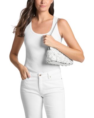 Athena Small Floral Embellished Leather Crossbody Clutch
