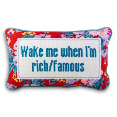 Rich And Famous Needlepoint Pillow, 15" x 9"