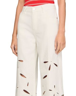 Flo High Rise Wide Leg Embroidered Pants