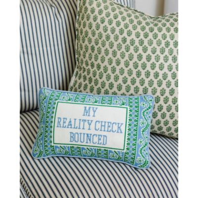 Reality Check Needlepoint Pillow, 15" x 9"