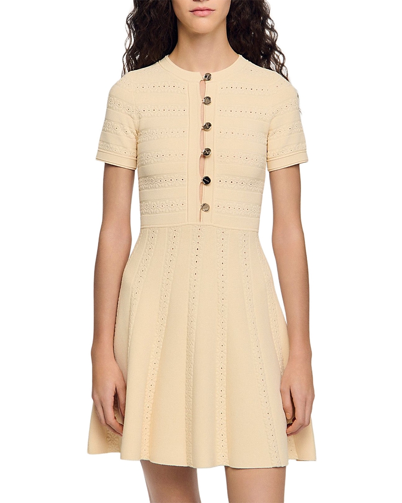 Sandro Milou Floral Knit Short Dress