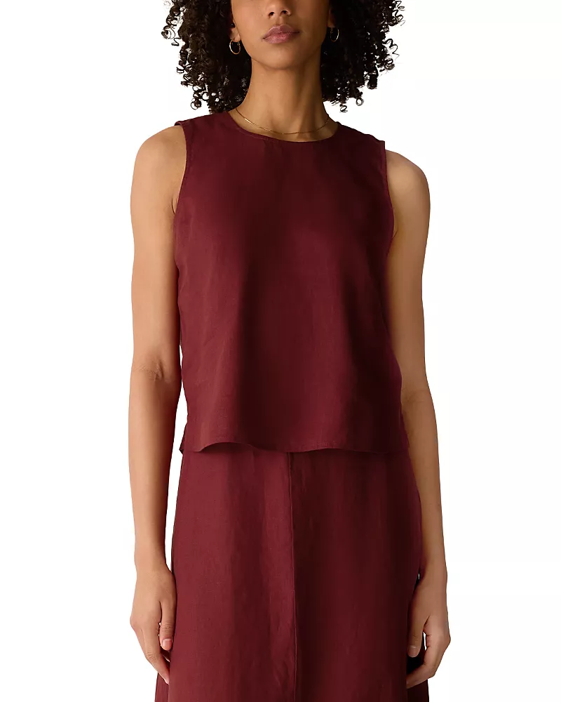 Eileen Fisher Round Neck Linen Top