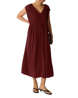 Silk Crepe De Chine V Neck Dress
