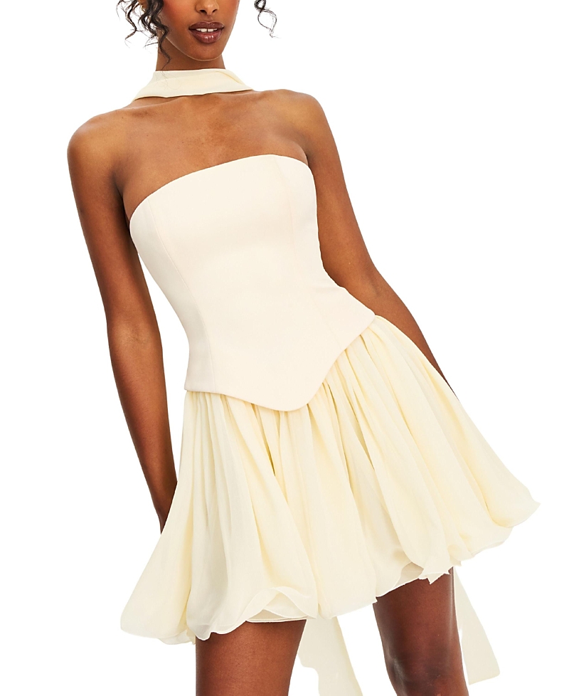 Miss Circle Valentinna Boned Curve Edge Peplum Scarf Mini Dress