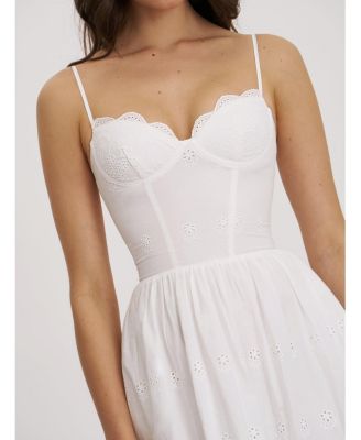  Oberon Cotton Eyelet Lace-Up Back Maxi Dress