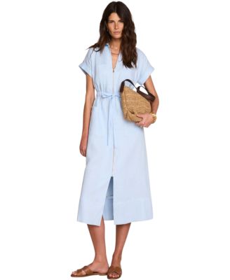  Women's Linen Midi Shirt Dress