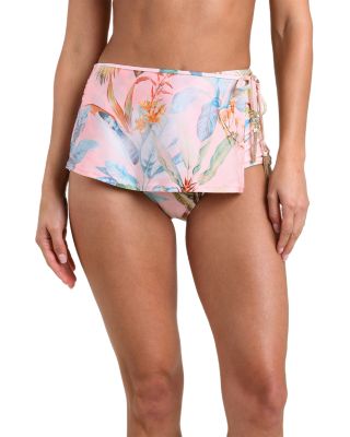Linda Colorful Palm Swim Skort Bikini Bottom