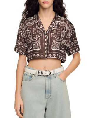 Cropped Bandana Print Shirt