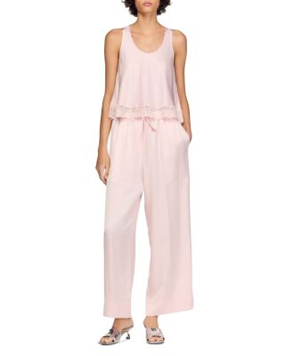 Satin Top with Lace Trim