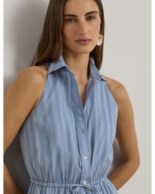 Striped Broadcloth Tiered Shirtdress