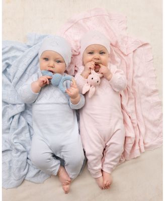 Unisex Lux Pointelle Knit Romper with Hat - Baby