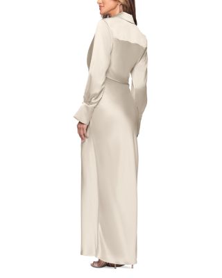 Satin Long Sleeve Maxi Gown - Exclusive